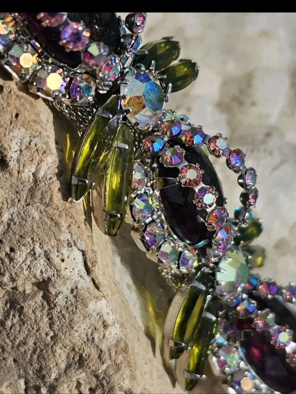 Vintage Unsigned Mid-Century Rhinestone Demi-Parure Set - Bracelet & Clip Earrin
